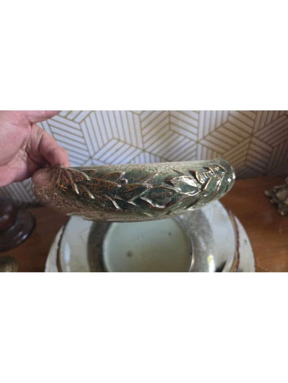 Vintage 1950s McCoy 444 Grecian Centerpiece Bowl/Planter 24K Gold EUC 12